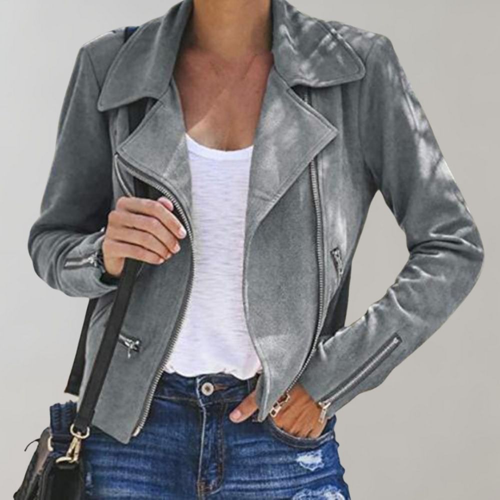 Valenzora | Wildleder Bikerjacke mit Reißverschluss für Damen