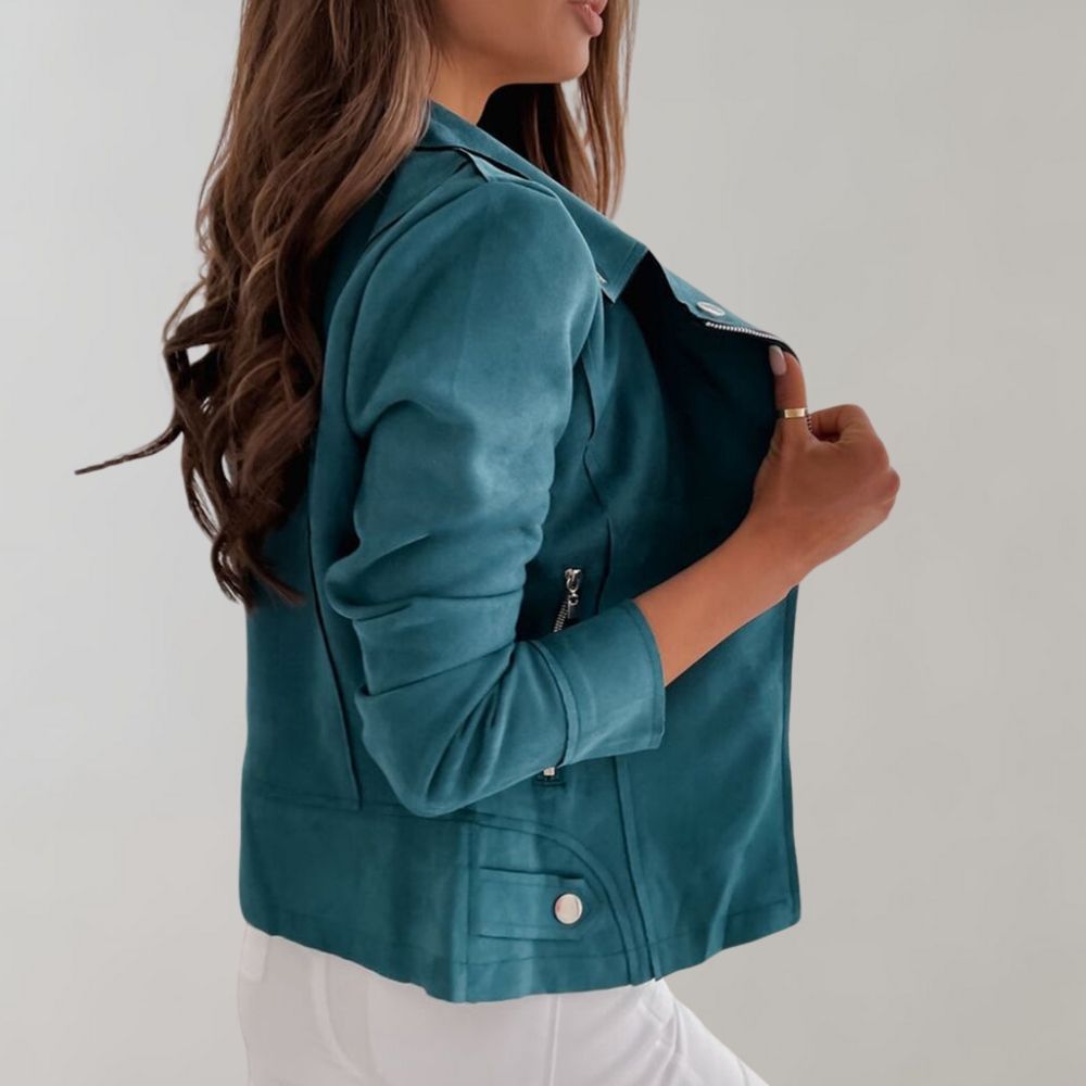 Valenzora | Wildleder Bikerjacke mit Reißverschluss für Damen