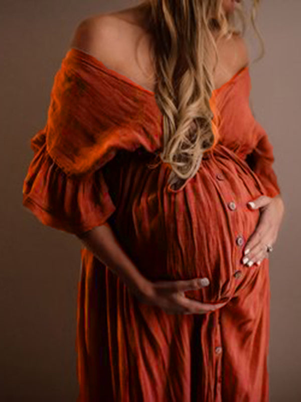 Valenzora | Pregnancy Chaps for Photoshoots, Baby Shower Dresses with Buttons, Drawstring, Backless