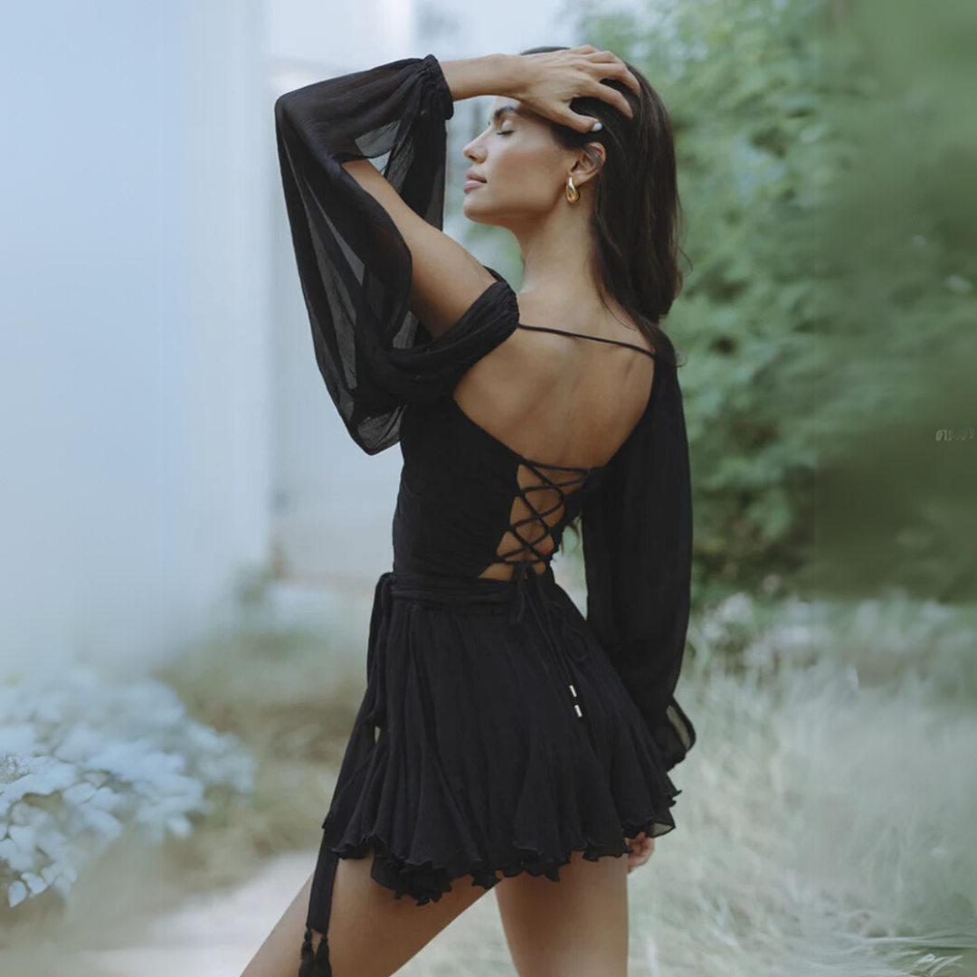Valenzora | Mini Dress Chiffon Draped Elegant Fit Lightweight Flowing Style