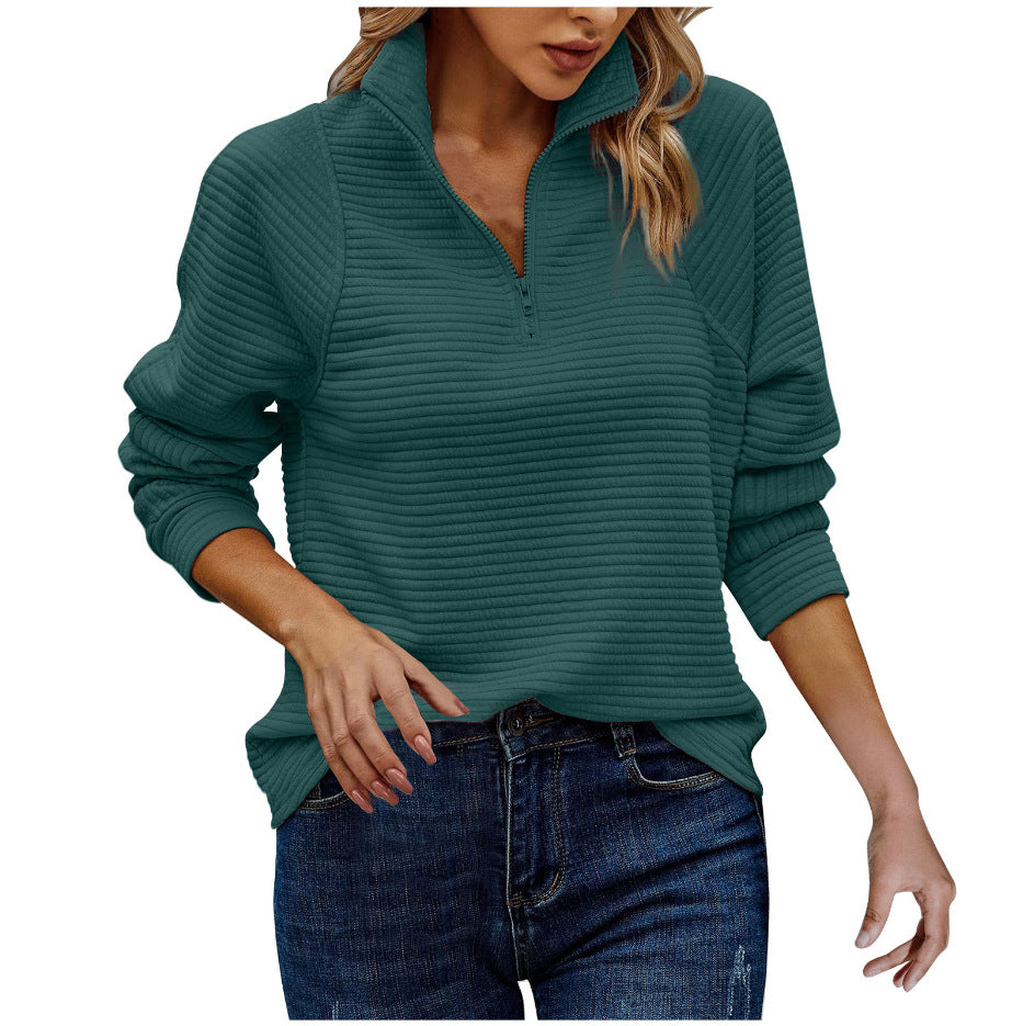 Valenzora - Ribbed quarter-zip pullover sweater