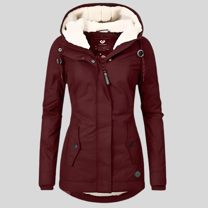 Valenzora | Long Waterproof Winter Jacket with Hood & Lining
