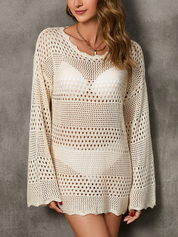 Valenzora | Rosiedress Backless Hollow Knit Cover-Up Dress