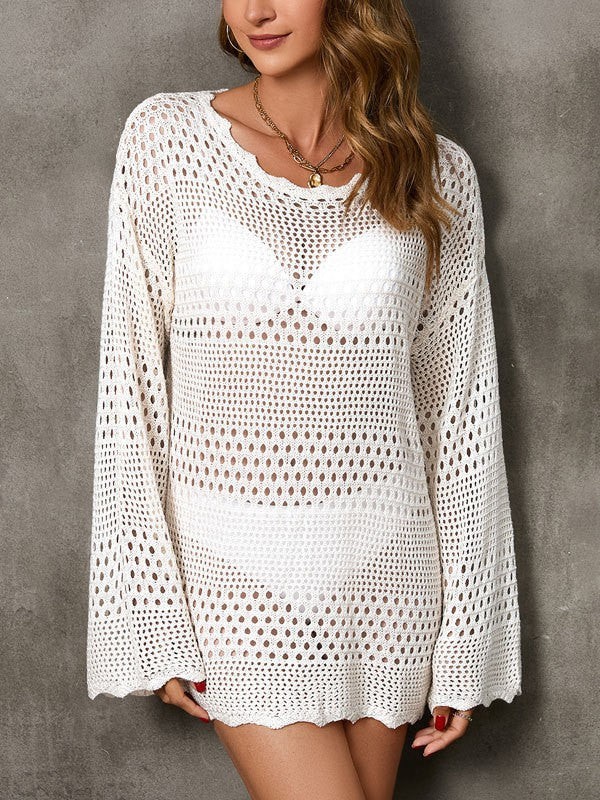 Valenzora | Rosiedress Backless Hollow Knit Cover-Up Dress