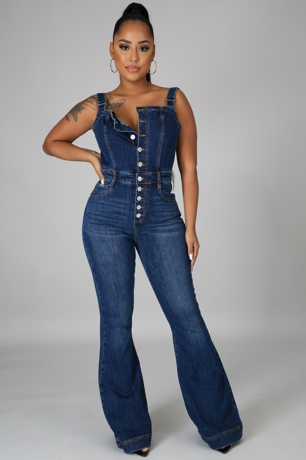 Valenzora | Stylischer ausgestellter Jeans-Overall für Damen