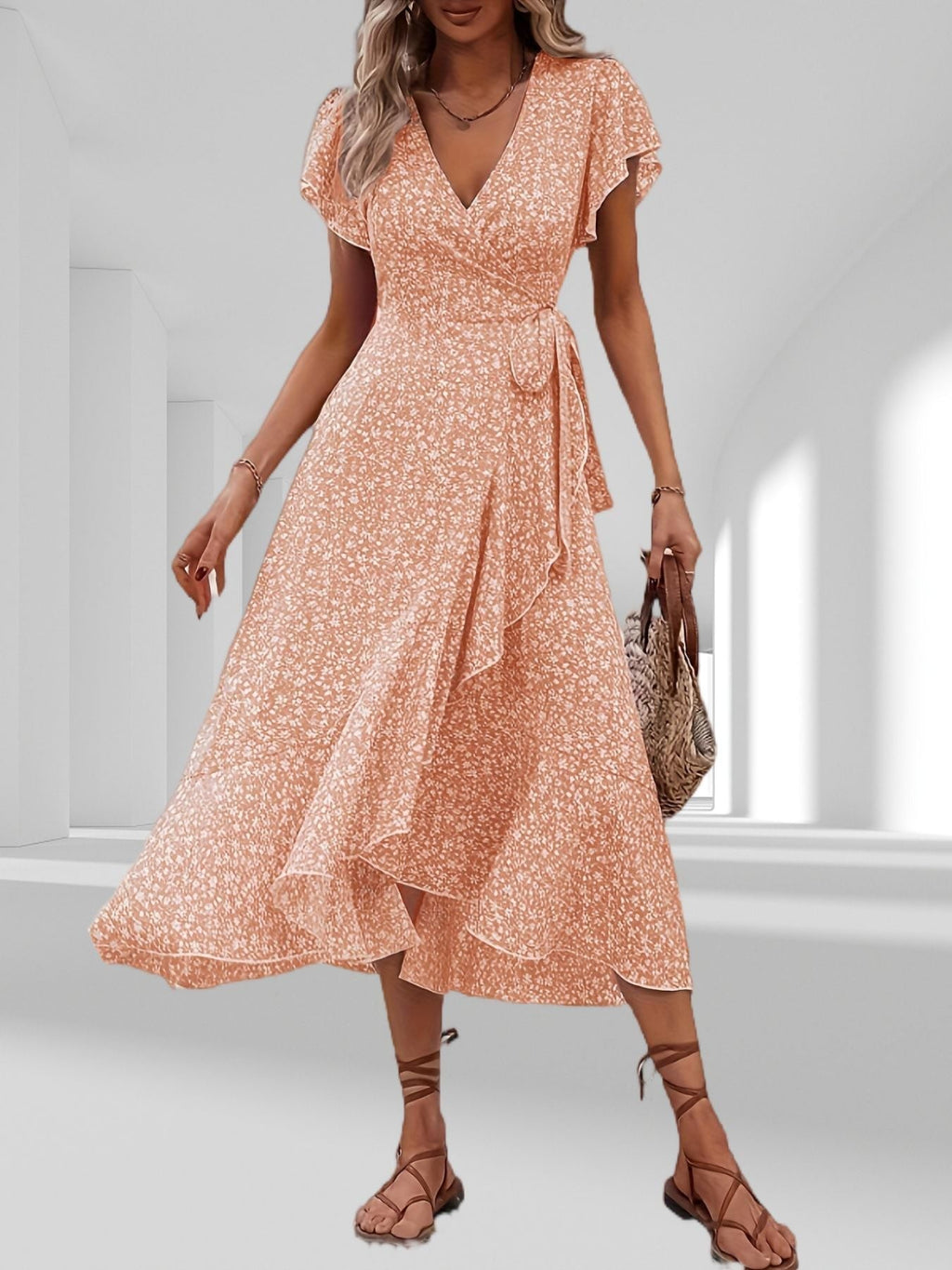 Valenzora | Adored By You Floral Midi Dress with Daisies