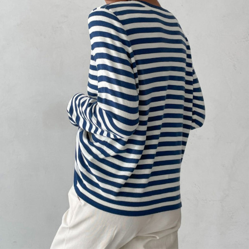 Valenzora - Gestreiftes Langarmshirt mit Rundhalsausschnitt für Damen
