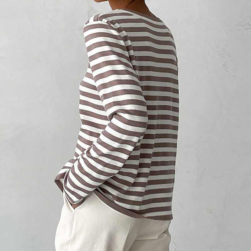 Valenzora - Gestreiftes Langarmshirt mit Rundhalsausschnitt für Damen