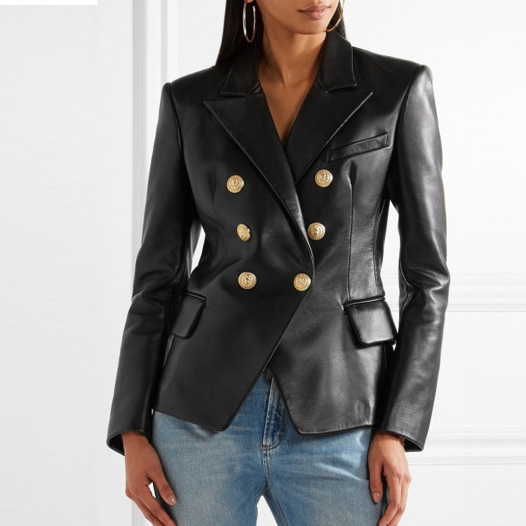 Valenzora | Women's Short Sheepskin Motorcycle Jacket