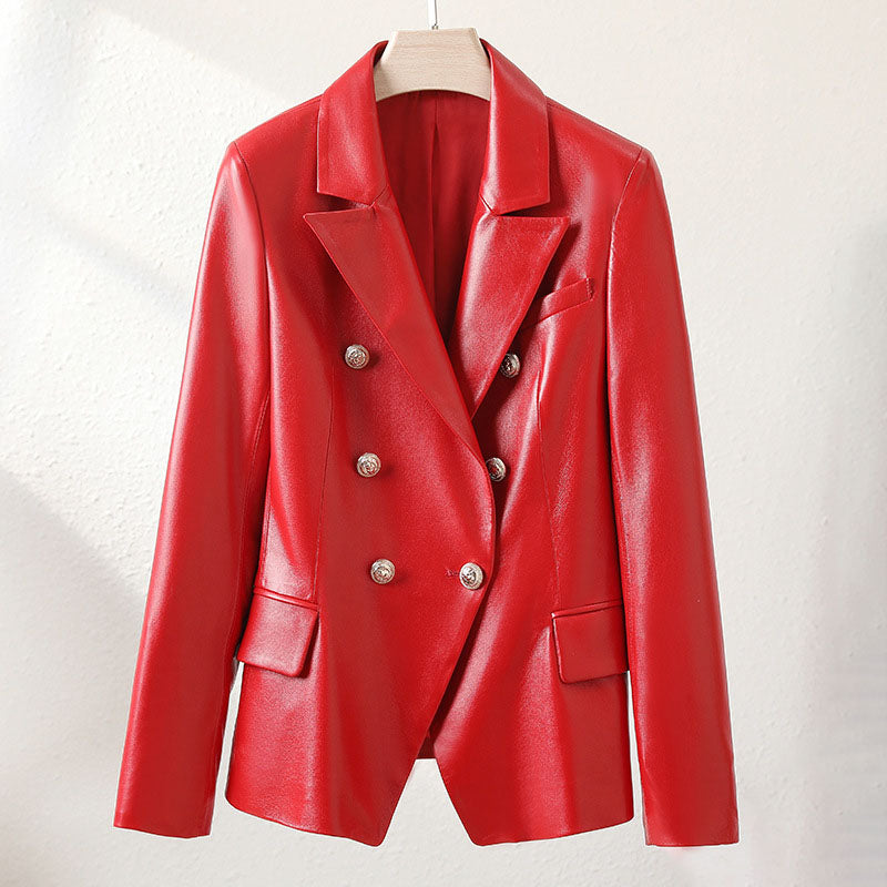 Valenzora | Women's Short Sheepskin Motorcycle Jacket
