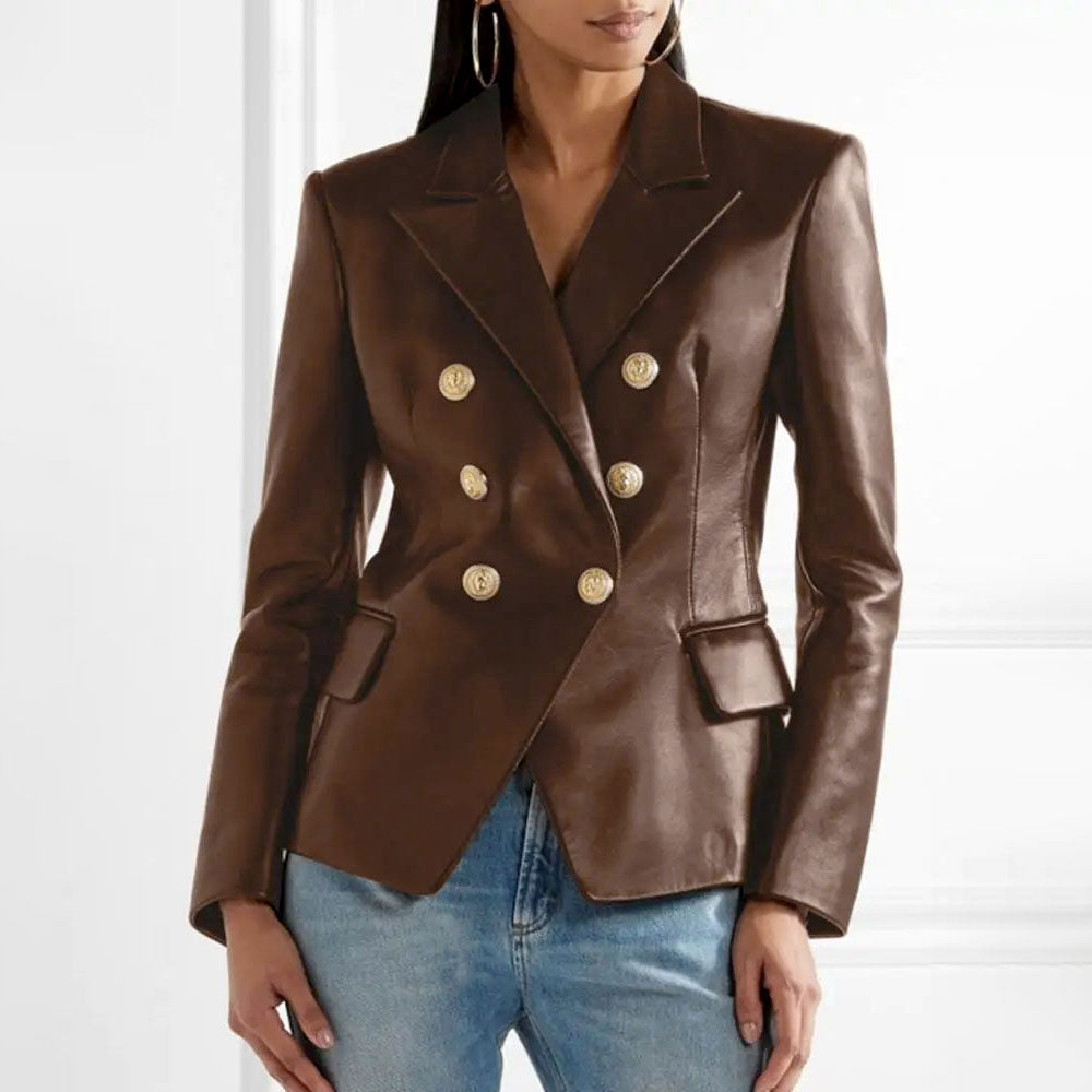 Valenzora | Women's Short Sheepskin Motorcycle Jacket