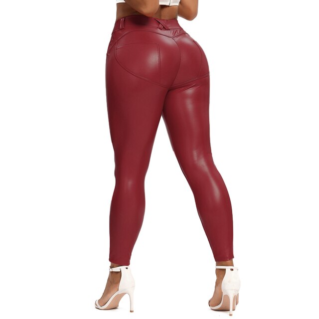 Valenzora | Leder-Leggings Fitnesshose flache Bauchkontrolle