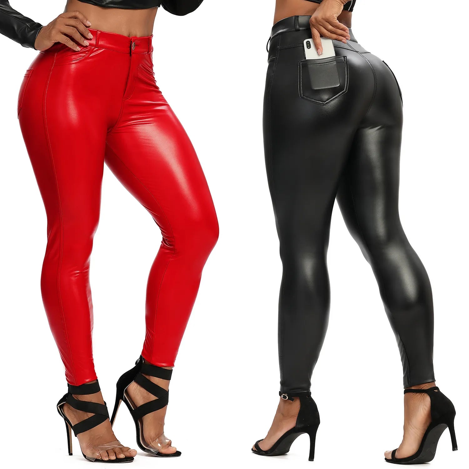Valenzora | Leder-Leggings Fitnesshose flache Bauchkontrolle