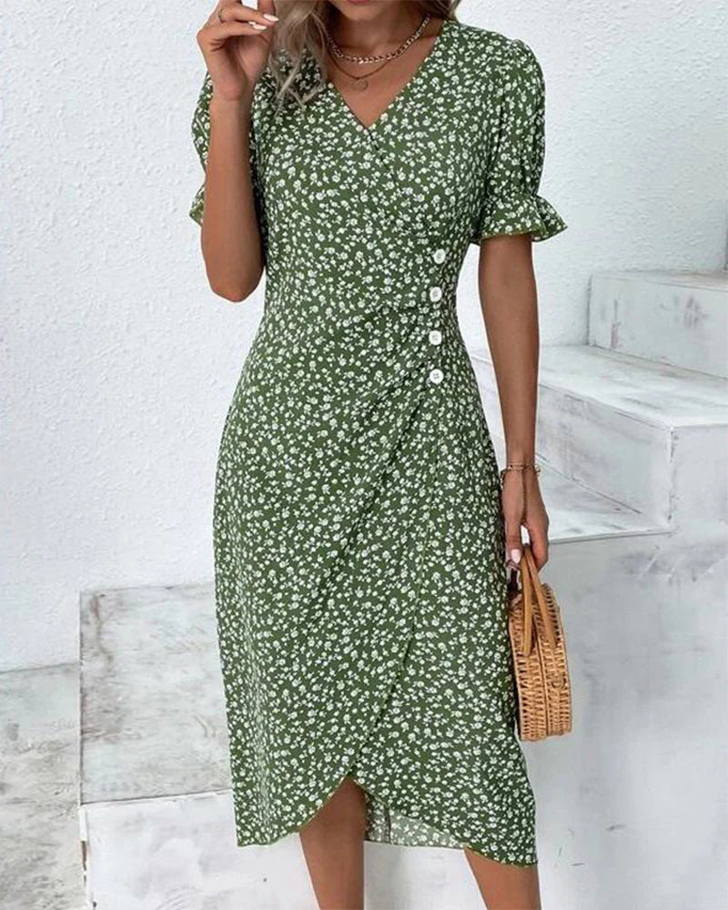 Valenzora - Floral dress with V-neck