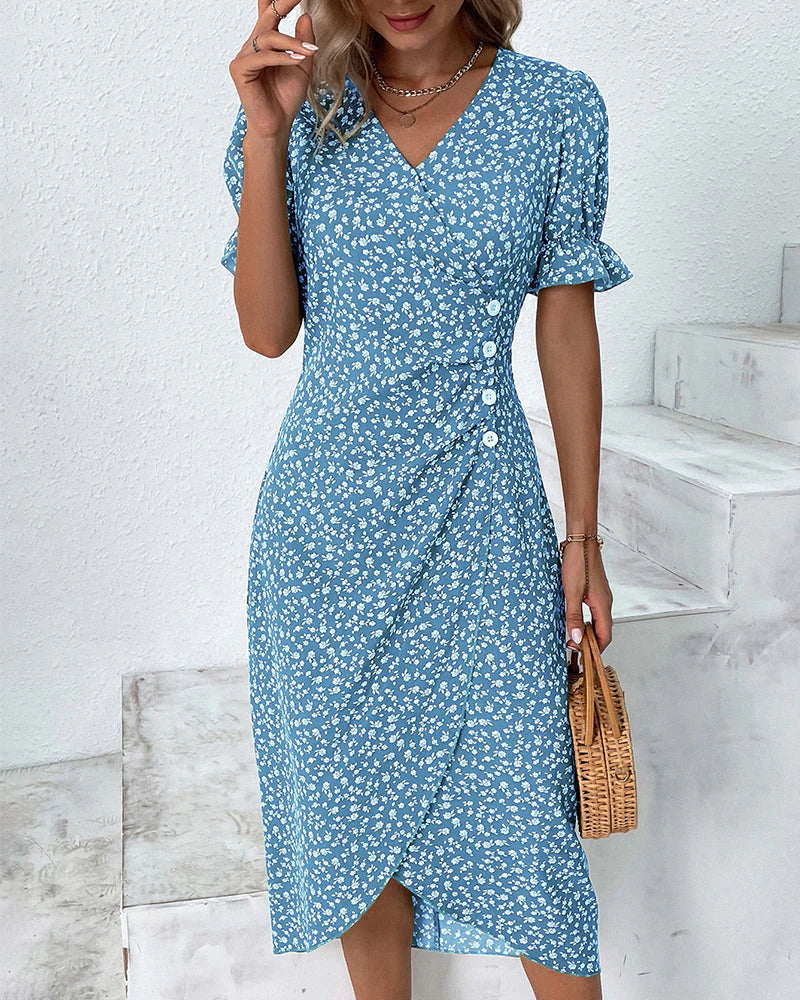 Valenzora - Floral dress with V-neck
