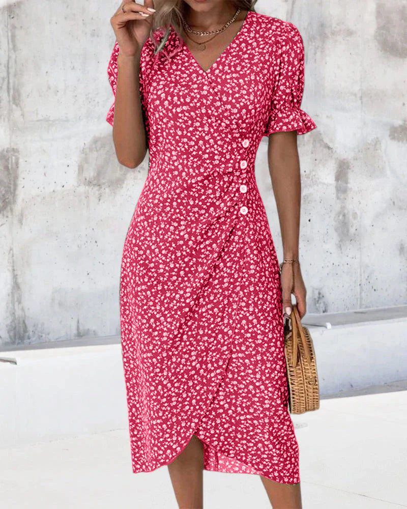 Valenzora - Floral dress with V-neck