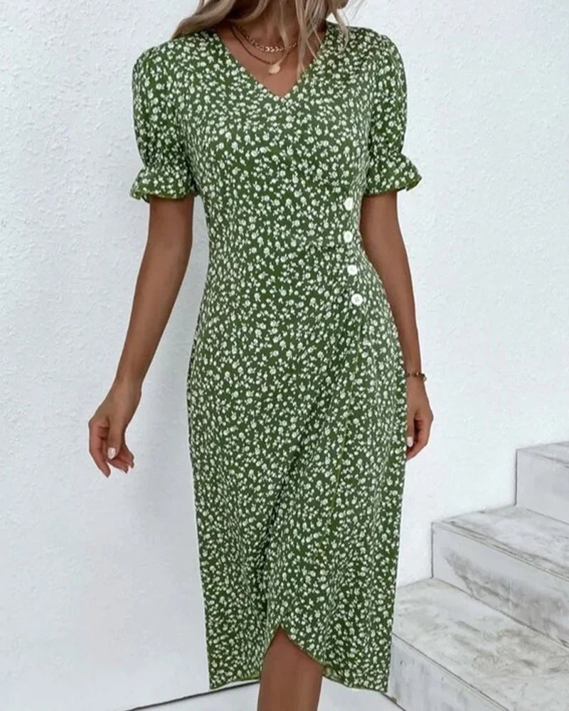 Valenzora - Floral dress with V-neck