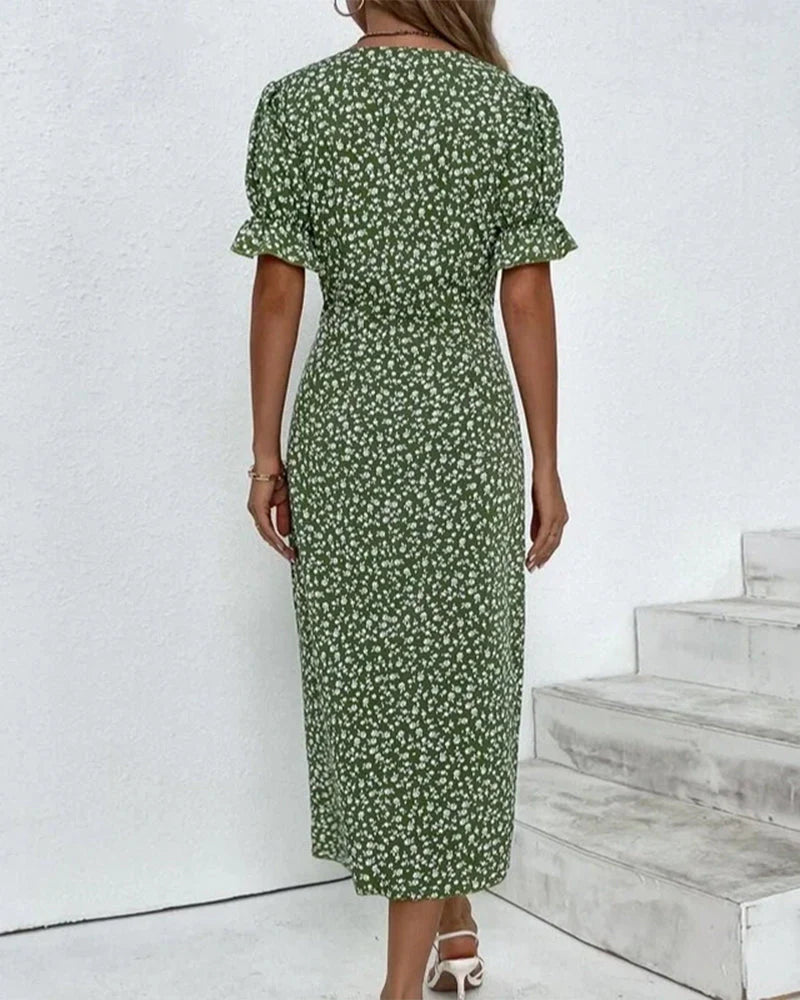 Valenzora - Floral dress with V-neck