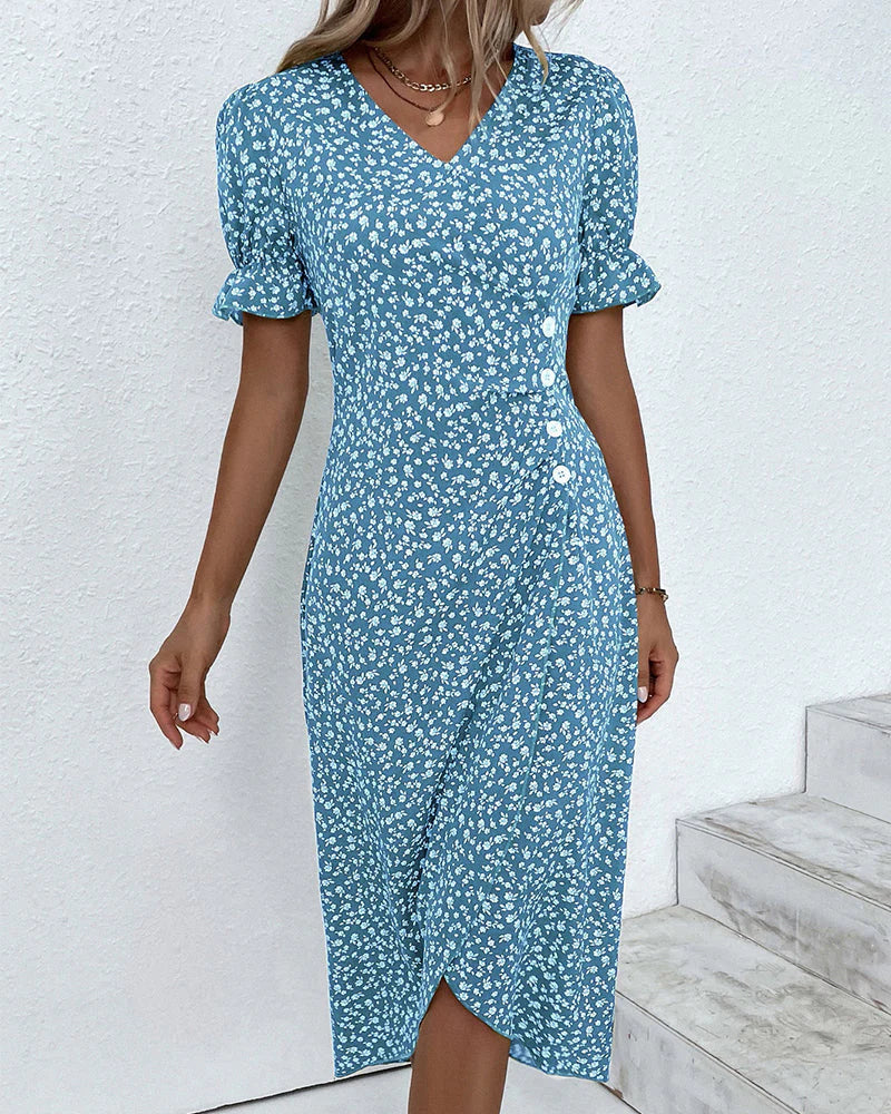 Valenzora - Floral dress with V-neck