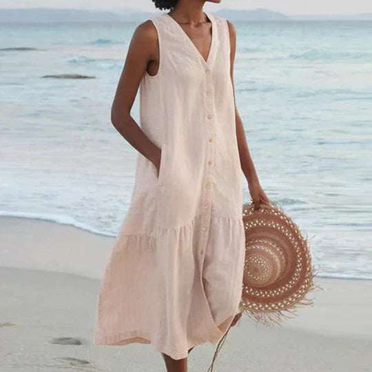 Valenzora | Soft Pink Linen Dress