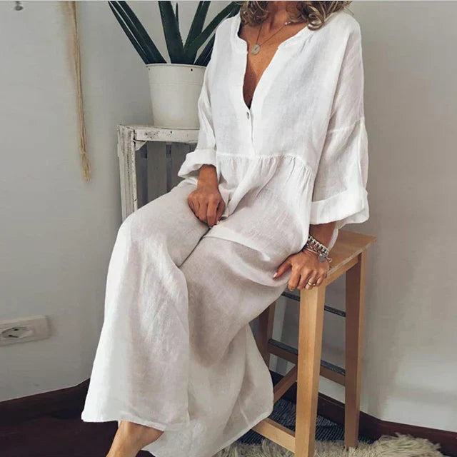 Valenzora | Elegant, loose-fitting cotton summer dress