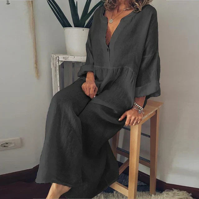 Valenzora | Elegant, loose-fitting cotton summer dress