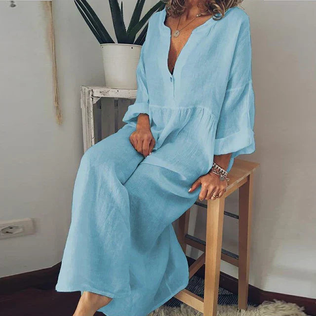 Valenzora | Elegant, loose-fitting cotton summer dress