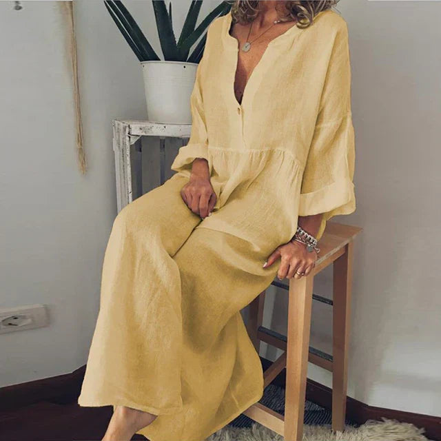 Valenzora | Elegant, loose-fitting cotton summer dress
