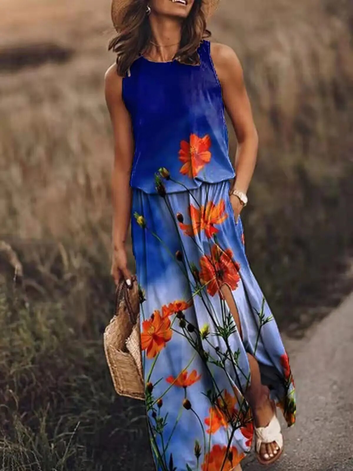 Valenzora | Blumenkleid mit Schlitz Valenzora | Sommerkleid
