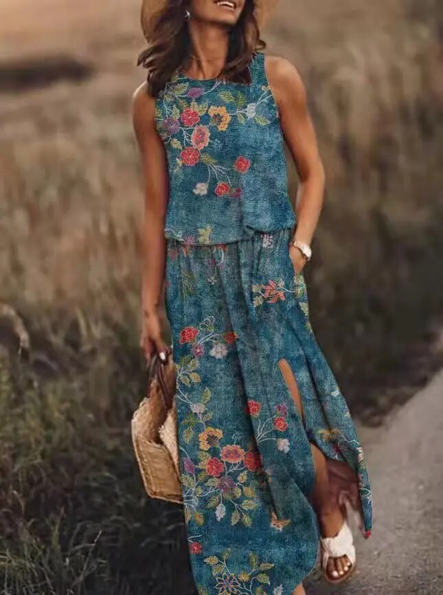 Valenzora | Blumenkleid mit Schlitz Valenzora | Sommerkleid
