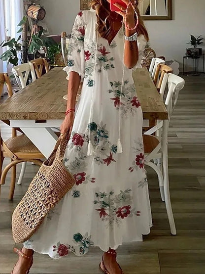 Valenzora | Loose Long Sleeve Boho Dress Sundress