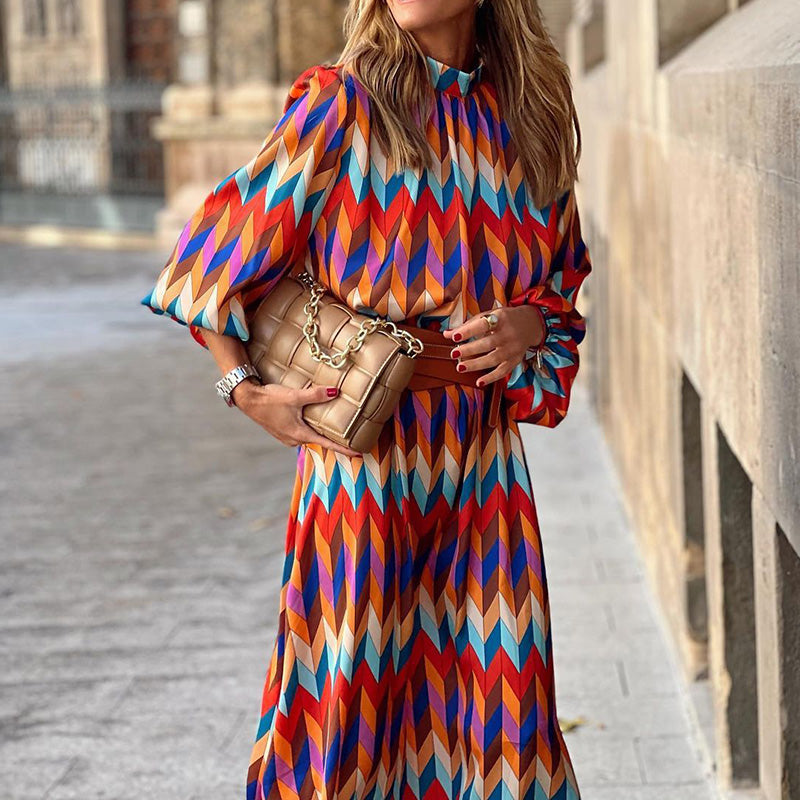 Valenzora | Geometric print midi dresses for women