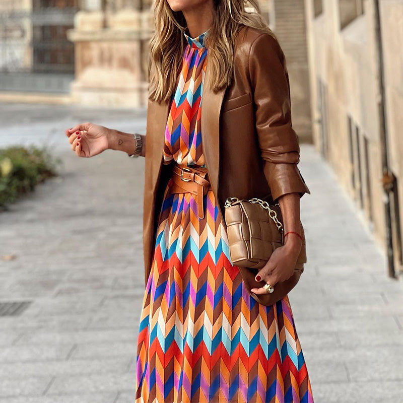 Valenzora | Geometric print midi dresses for women