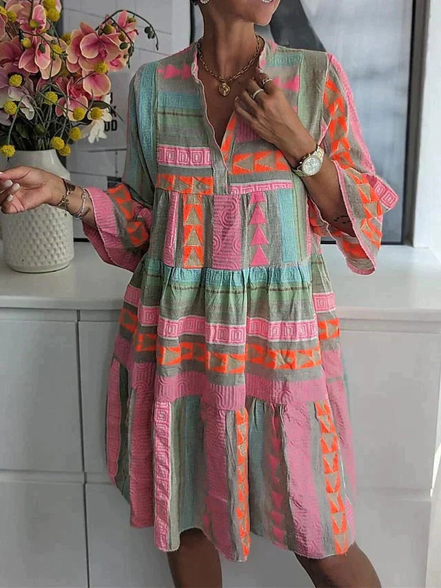Valenzora | Half-sleeve loose fit ruffled summer dress
