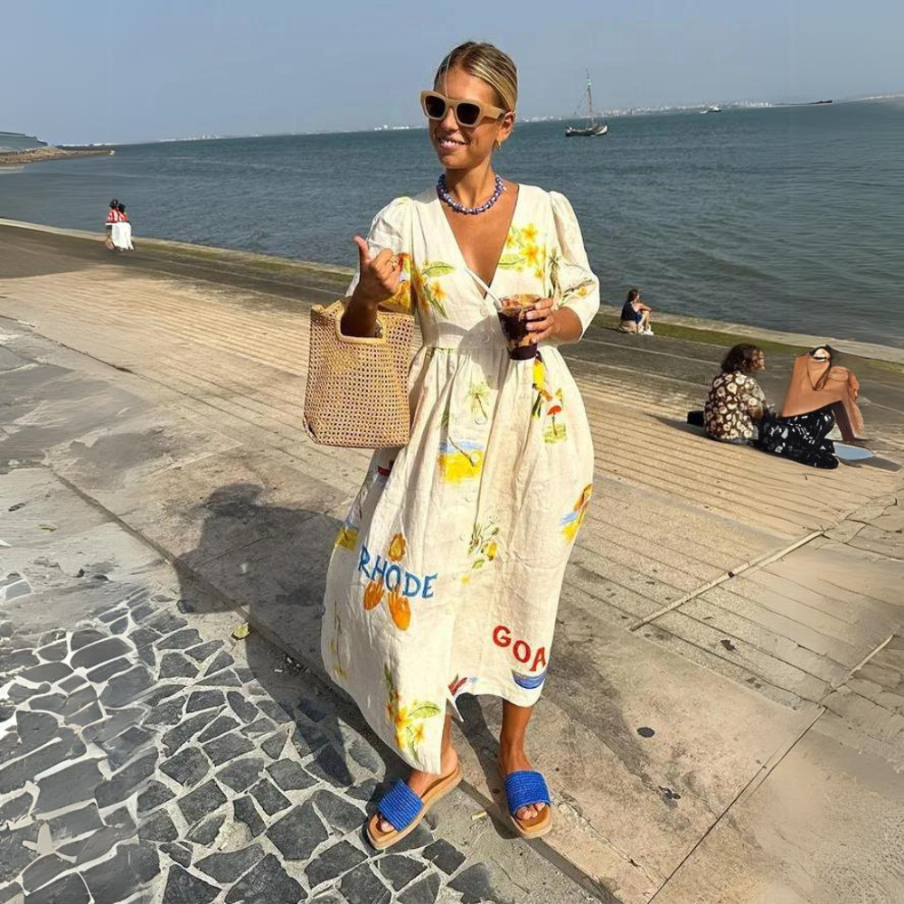 Valenzora | Elegant linen-patterned summer dresses for women