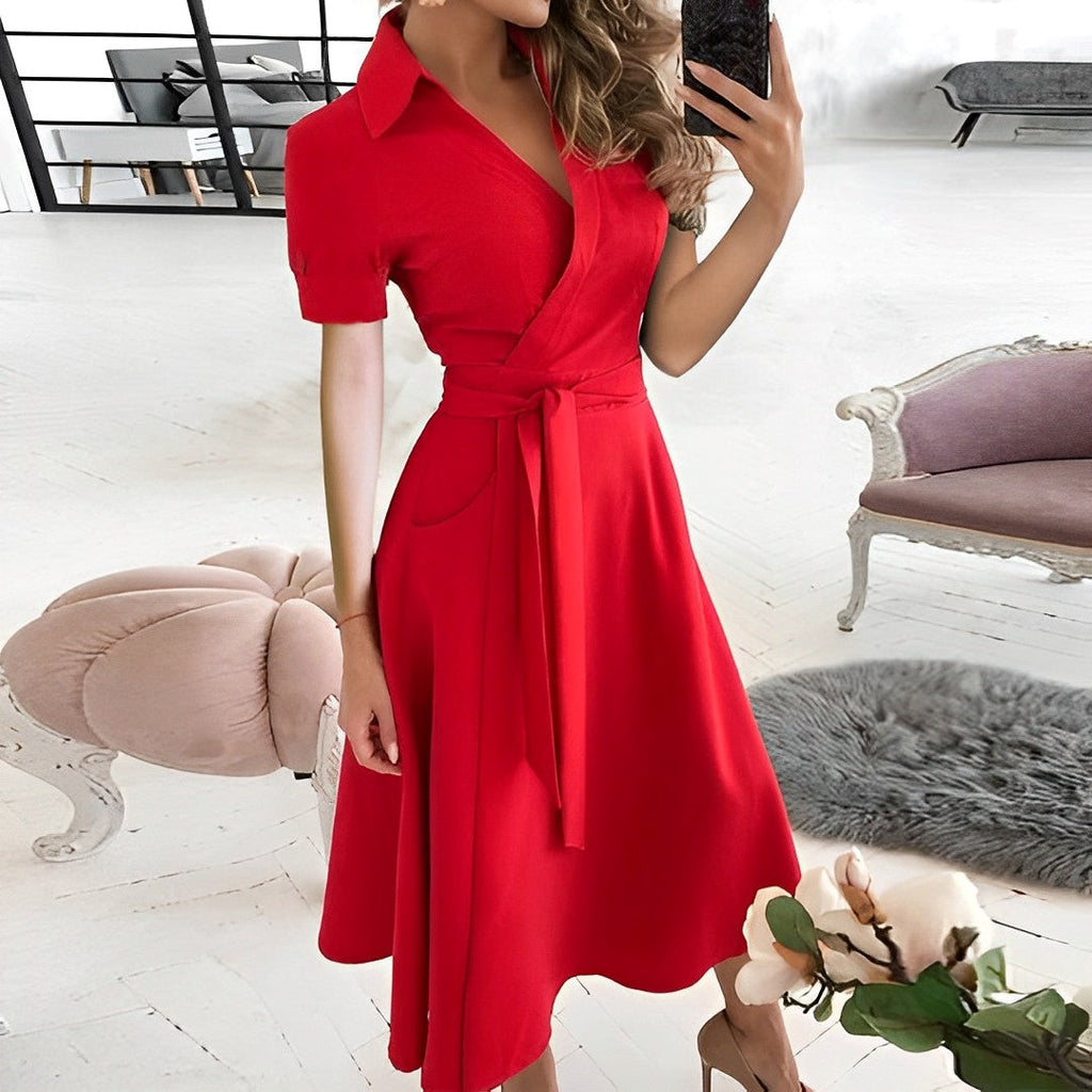 Valenzora | A-Linien-Kleid mit V-Ausschnitt für Damen - Elegant und zeitlos