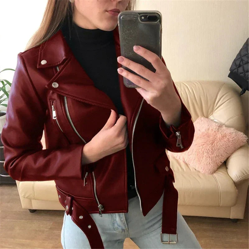 Valenzora | Leather Jacket with Autumn-Winter Warmth for Women