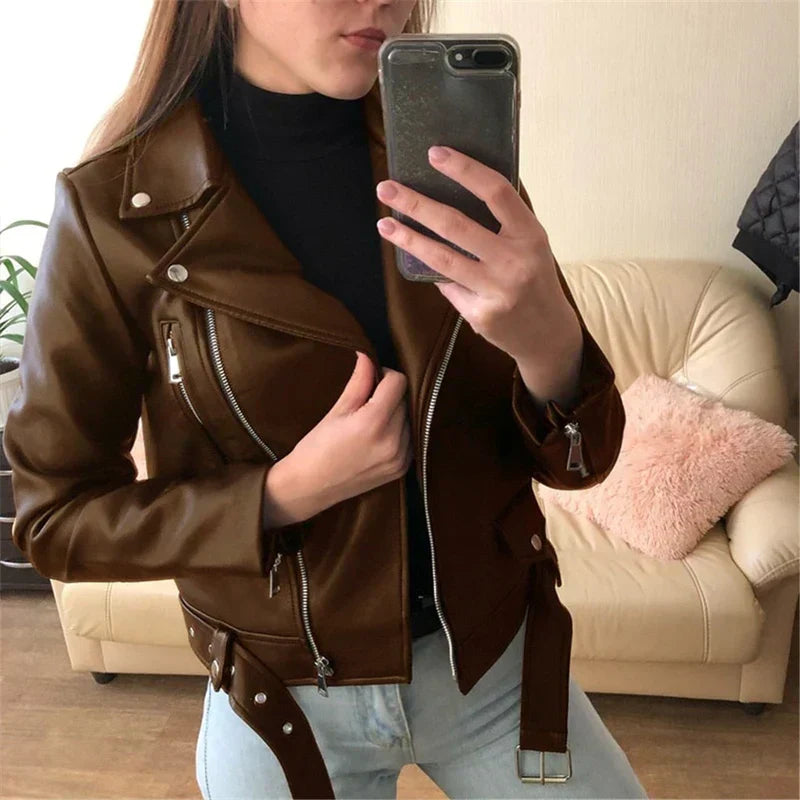 Valenzora | Leather Jacket with Autumn-Winter Warmth for Women