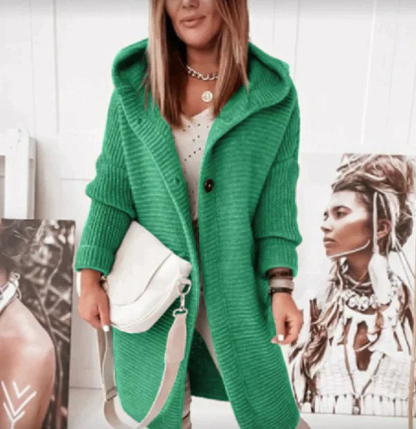 Valenzora | Vest Extra long warm knitted jacket with hood for women
