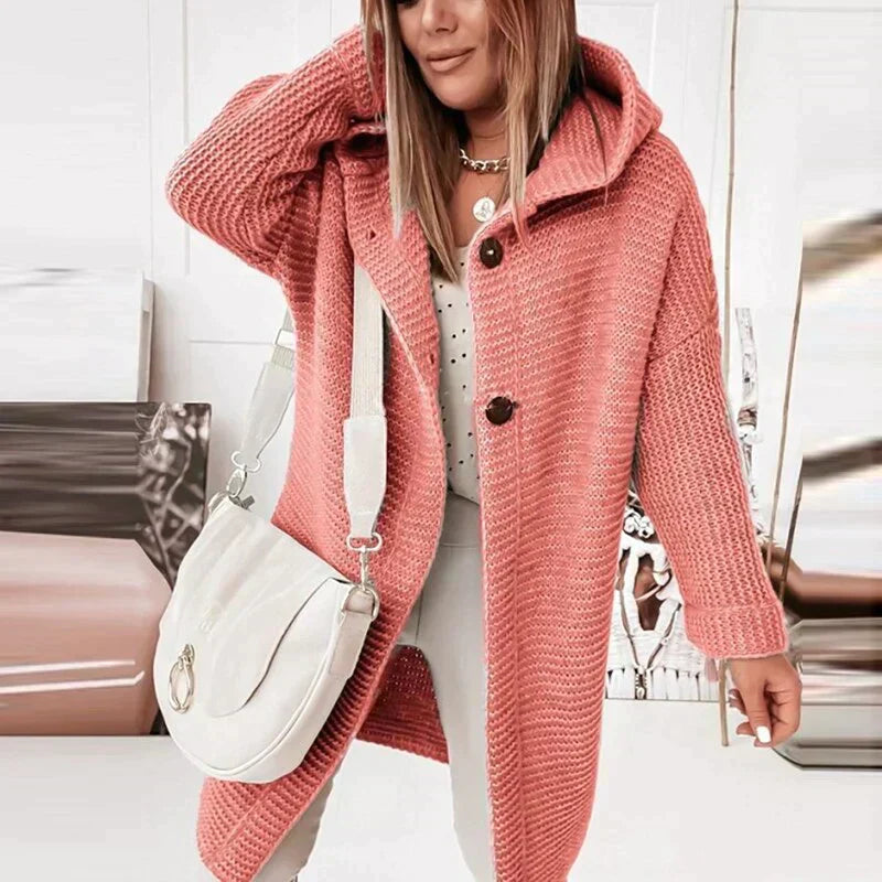 Valenzora | Vest Extra long warm knitted jacket with hood for women