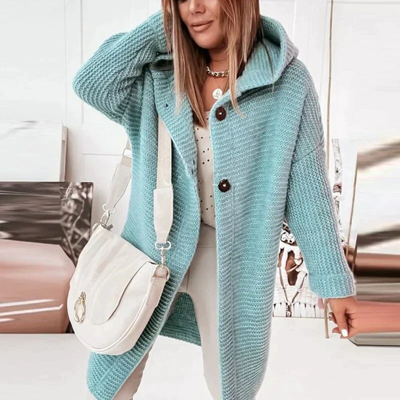 Valenzora | Vest Extra long warm knitted jacket with hood for women