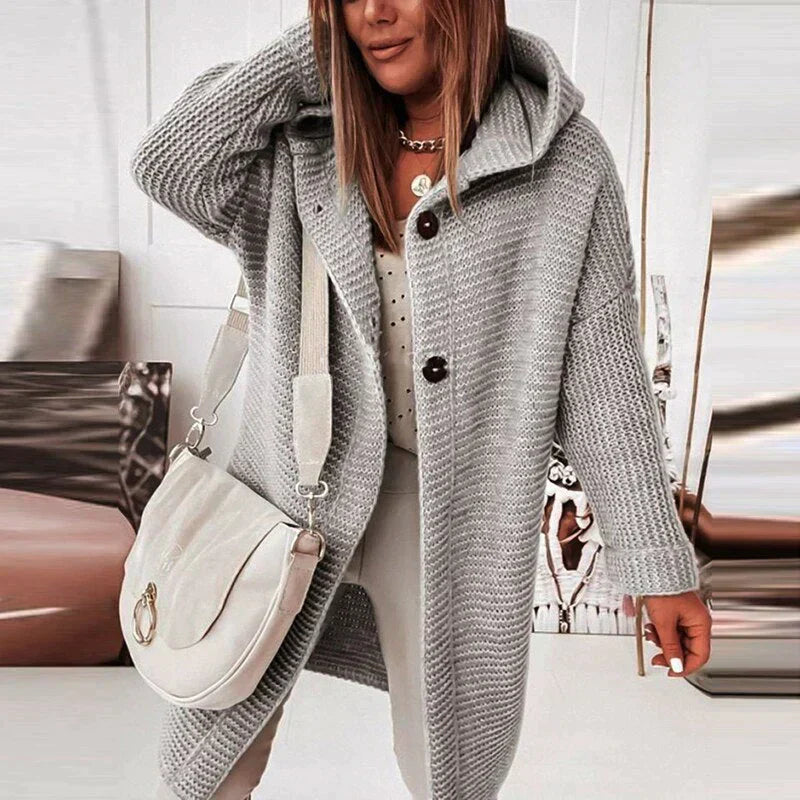 Valenzora | Vest Extra long warm knitted jacket with hood for women