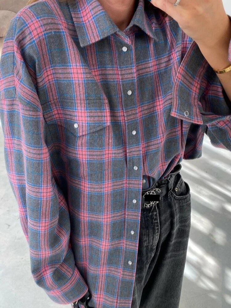 Valenzora Comfort - Oversized vintage-style plaid shirt