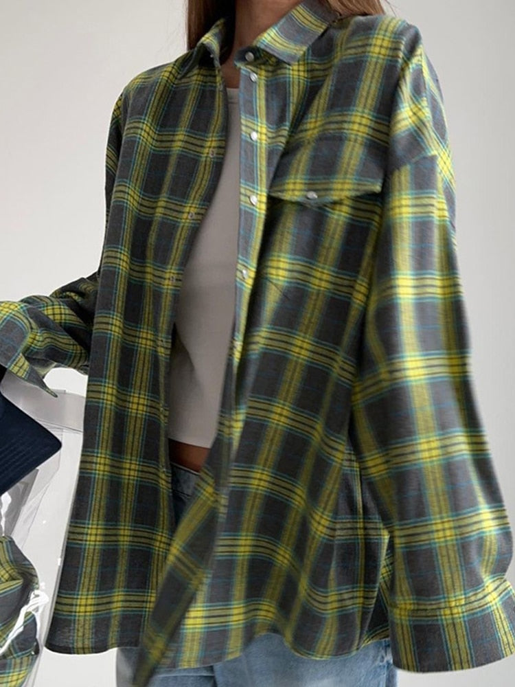 Valenzora Comfort - Oversized vintage-style plaid shirt