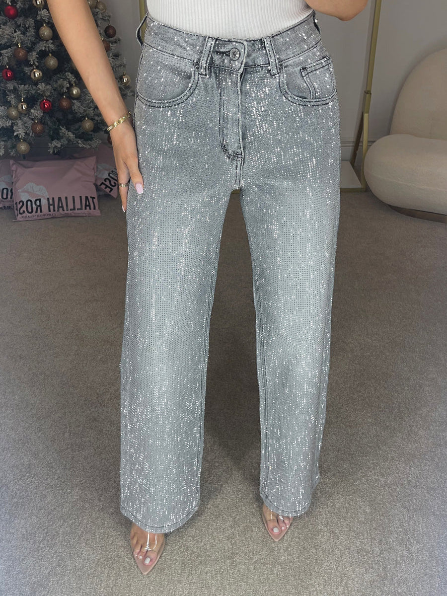 Valenzora | High-waisted jeans with diamond details