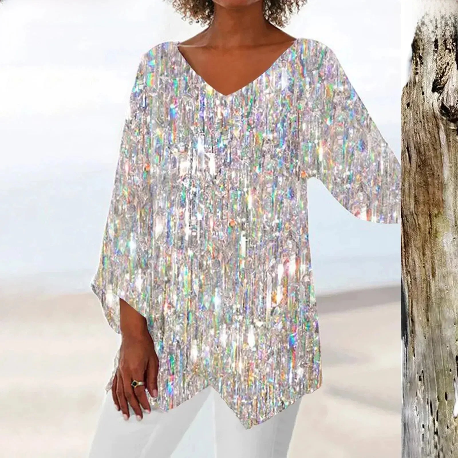 Valenzora | Vintage top with V-neck and elegant fit