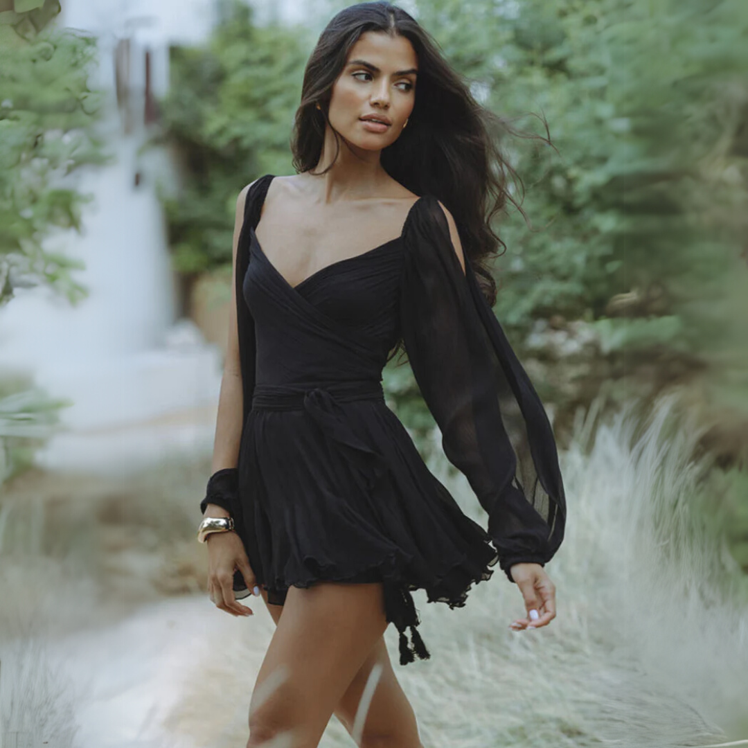 Valenzora | Mini Dress Chiffon Draped Elegant Fit Lightweight Flowing Style