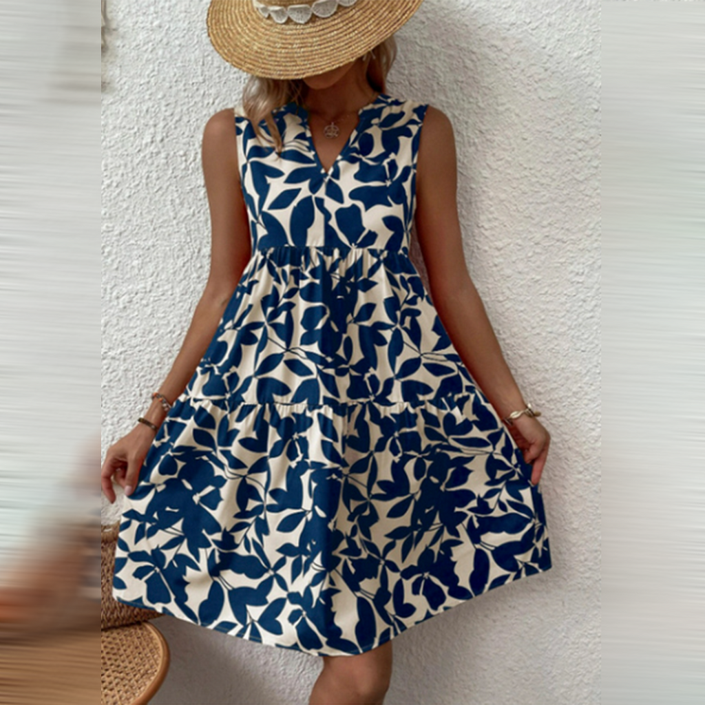 Valenzora | Ärmelloses Kleid im Boho-Stil, V-Ausschnitt, lockere Passform, leicht und atmungsaktiv