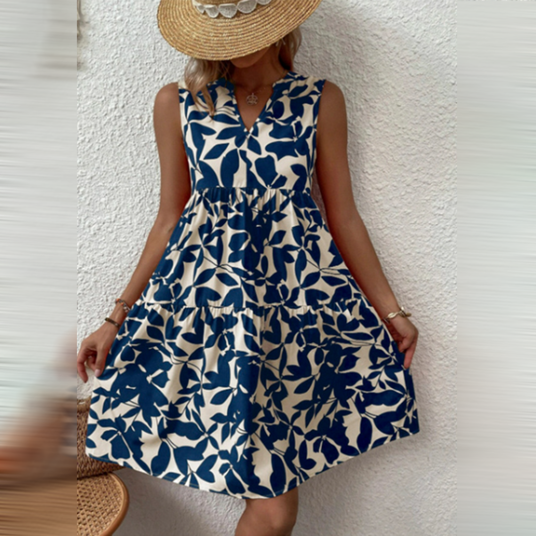 Valenzora | Ärmelloses Kleid im Boho-Stil, V-Ausschnitt, lockere Passform, leicht und atmungsaktiv