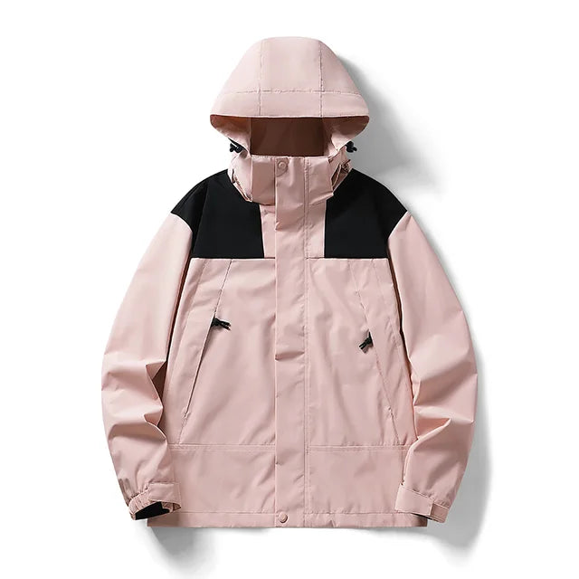 Valenzora - Unisex outdoor windproof and waterproof hooded jackets with long sleeves and color-matched zipper
